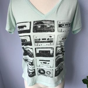 RUE 21 Light Teal Cassette Tape Graphic Tee